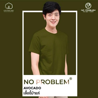 เสื้อยืดคอกลม No problem สีขี้ม้าแก่ - Basic Tee NO.0020 Cotton100% Pine Forest Tone