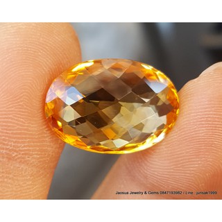 พลอย ซิทริน { Natural Citrine } 12.36 cts. พลอยดิบไม่เผา #อัญมณีประจำราศีพิจิก -ขนาด 13.6 x 18.9 x 7.8 mm. พลอยแท้100%