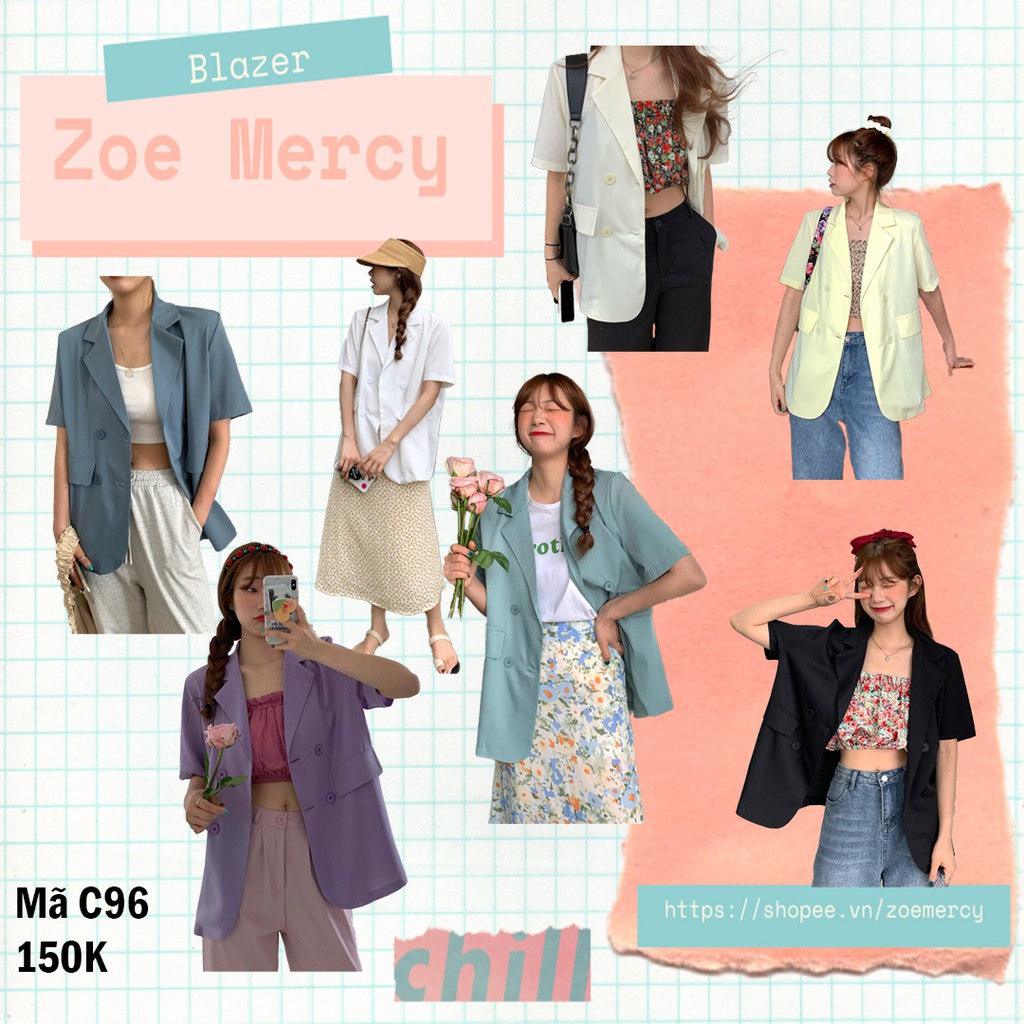 [AVAILABLE]-เสื้อเบลเซอร์แบบบาง 1 ชั้นแขนสั้น (C96)