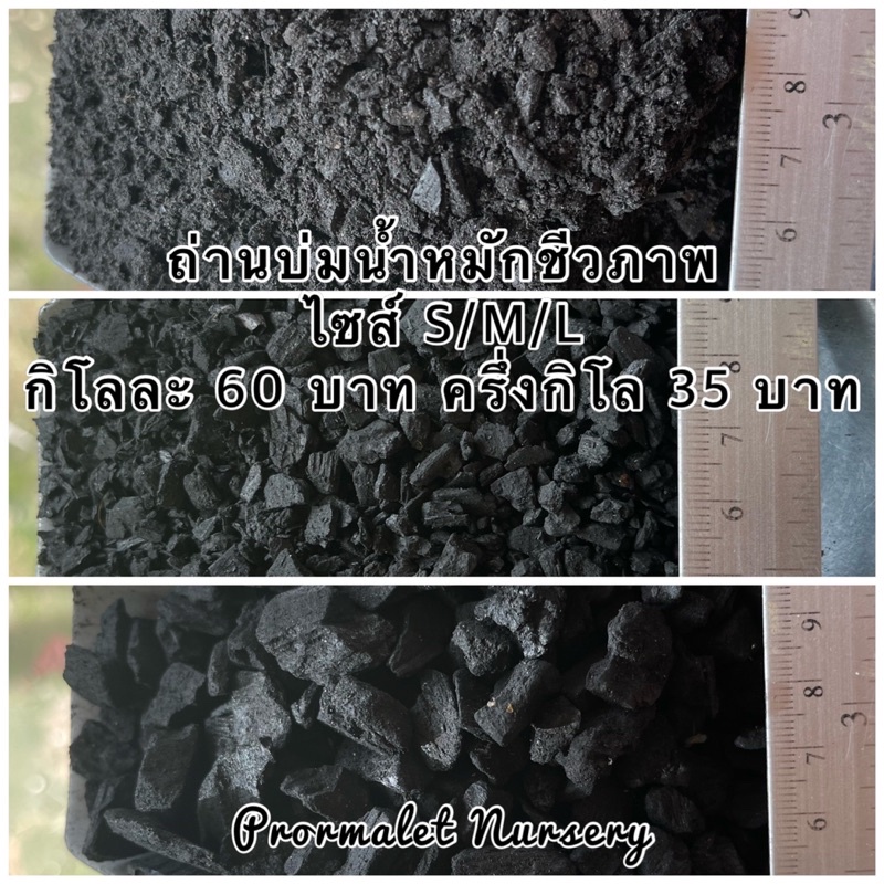 ถ่านบ่มน้ำหมักชีวภาพ ไซส์ S/M/L ใช้รองก้นกระถาง ผสมดินเพิ่มความโปร่งของเนื้อดิน  ส่งเสริมให้พืชแข็งแรง เจริญเติบโตได้ดี