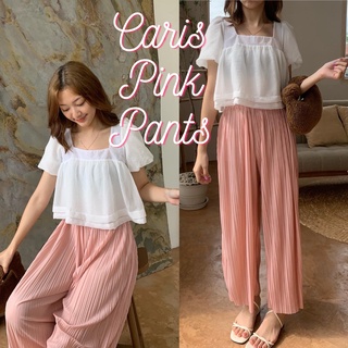 chuuchop_พร้อมส่ง(C7890)✨👛🗝Caris pink pants กางเกงขายาวอัดพลีทสีชมพู