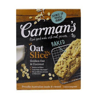 Carmans Oat Slice Golden Oat&amp;coconut 210g  Carmans Oat Slice ข้าวโอ๊ตและมะพร้าว 210 กรัม