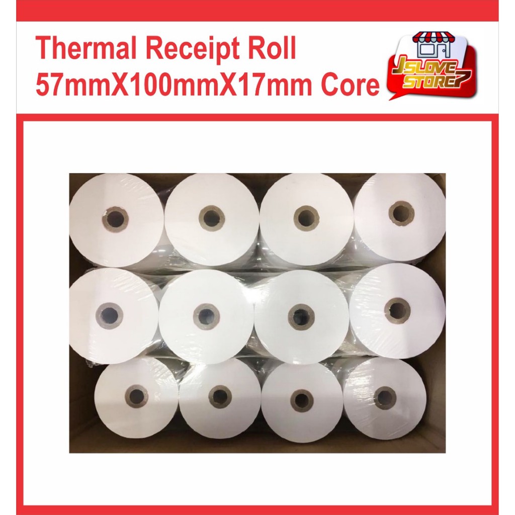 ม้วนใบเสร็จความร้อน 57mmX100mmX17mm Core
