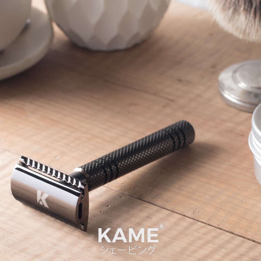 NEW มีดโกนสองคม KAME (คาเมะ) GT KMS95 black.titanium (Titanium) มีดโกนหนวด