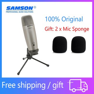 Original SAMSON C01U PRO USB Studio ไมโครโฟนบันทึกคอนเดนเซอร์ไดอะแฟรมขนาดใหญ่พร้อมสาย USB ขาตั้งกล้องขนาดเล็ก