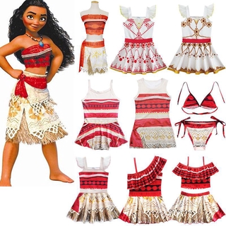 【พร้อมส่ง!!!】ชุดว่ายน้ําคอสเพลย์ แฟนซี Moana Hawaiian Princess สําหรับเด็กผู้หญิง