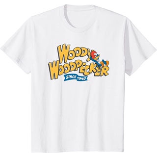 เสื้อยืดผ้าฝ้ายพรีเมี่ยม เสื้อยืด พิมพ์ลาย Woody Woodpecker Since 1940 สไตล์คลาสสิก