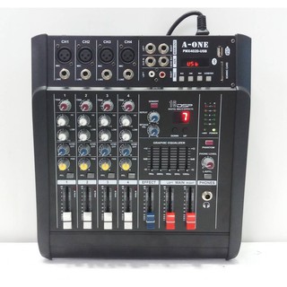 เพาเวอร์มิกซ์ A-One Power mixer ขยายเสียง 500W รุ่น PMX402D-USB 4 ช่อง 500 วัตต์ (บลูทูธ)