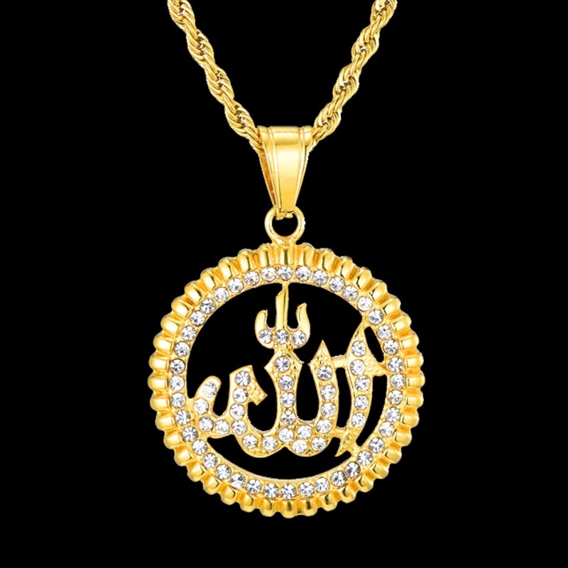 New men's fashion Muslim Rune gold-plated Pendant Necklace punk jewelry