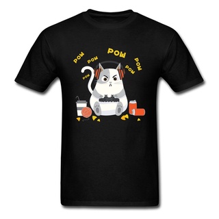 เสื้อยืดคอกลม แขนสั้น ผ้าฝ้าย 100% พิมพ์ลาย Cat Video Games น่ารัก ของขวัญ สําหรับผู้ชายS-5XL