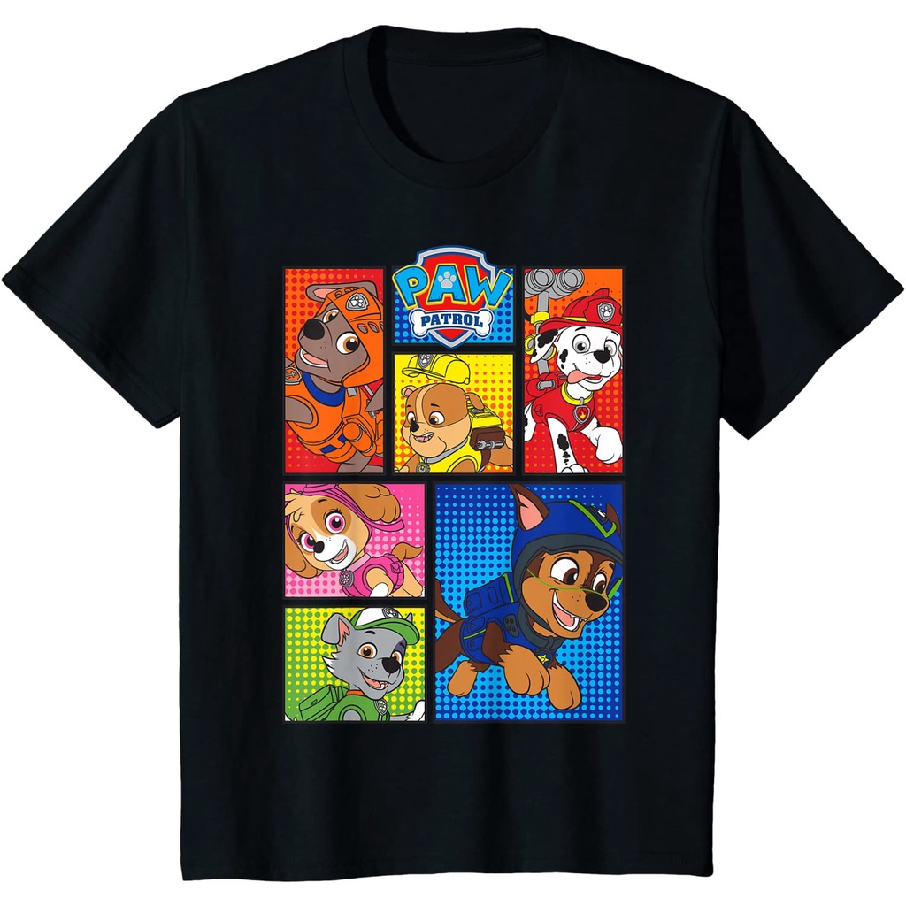 ไอเทมเด็ด!!เสื้อยืด พิมพ์ลาย Paw Patrol Pups in Comic Boxes แฟชั่นสําหรับครอบครัว และผู้ใหญ่