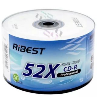 แผ่นซีดีบันทึกข้อมูล​ CDR.Ribest 700MB 52X บรรจุ​ 50​ แผ่น​ (1ลัง/12แพ็ค)