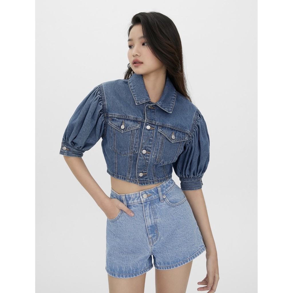 เสื้อเชิ้ตยีนส์ ทรงครอป Pomelo Shopee Thailand