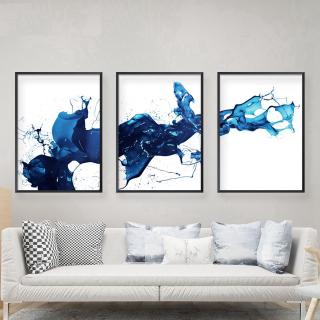 Watercolor Printing Canvas Painting Abstract Picture Poster Blue Water Nordic Wall Artwork For Living Room Decoration