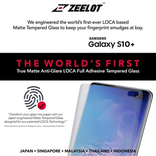 Zeelot ฟิล์มกระจกนิรภัย UV *แบบด้าน* สำหรับ Samsung Galaxy S10+ รองรับสแกนนิ้วมือแบบ Ultrasonic