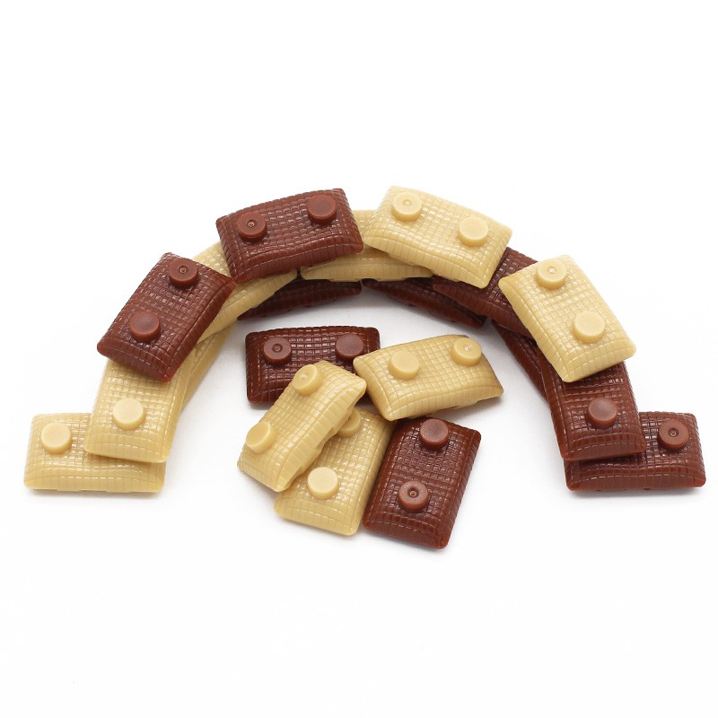 12-Pack Custom Dark Tan Toy Sandbags - Designed For Toy Brick Minifigures & Military Displays - View #10