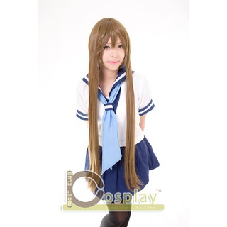 วิกผมยาวตรงสีน้ำตาล Cosplay long brown wig 100CM