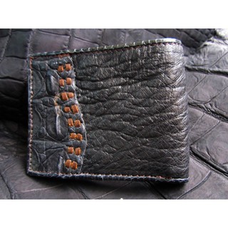 ostrich &amp; crocodile Bifold wallet black   กระเป๋าสตางค์ชายCrocodile Wallet Alligator Wallets → Genuine Croc Leather Wall