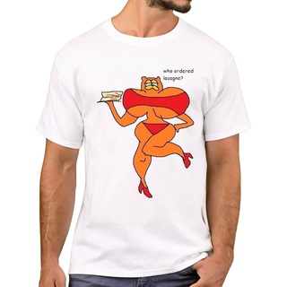 เสื้อยืดโอเวอร์ไซส์Who Ordered Lasgan Men เสื้อยืด Funny Waiter Garfield พิมพ์เสื้อ T Hot บุคลิกภาพ teeS-3XL