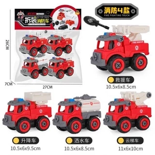 รถของเล่นDIYพร้อมอุปกรณ์ช่าง รถของเล่นถอดประกอบได้ เสริมพัฒนาการ รถตำรวจ ทหาร ดับเพลิง