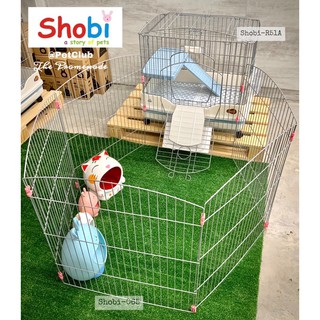 Shobi-065 คอกสนามพับได้ น้ำหนักเบา เคลื่อนย้ายง่าย‼️(รุ่นใหม่สีไททาเนี่ยม)