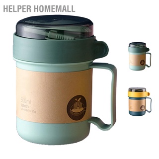 Helper Homemall ถ้วยซุปพลาสติก มีฉนวนกันความร้อน แบบพกพา พร้อมฝาปิด และช้อน สําหรับโรงเรียน สํานักงาน 500 มล.