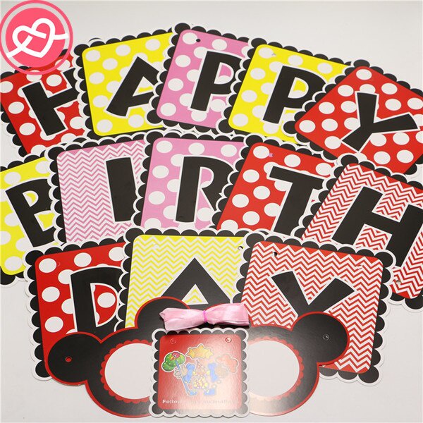 พร้อมส่งจากไทย ป้ายธงกระดาษ ลายHappy birthday รูปที่ 3