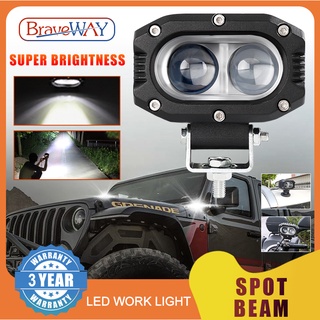 Braveway ไฟตัดหมอก Led 96W 4 นิ้ว 6500K กันน้ํา สําหรับรถบรรทุก รถออฟโร้ด 4x4 SUV ATV 12V 24V