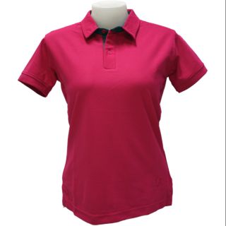 เสื้อโปโลผู้หญิงสีบานเย็น ปกเชิ๊ตทูโทน ทรงสวยเข้ารูป ใส่สบาย ระบายอากาศดี