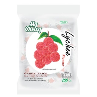 My Chewy Milk Candy Lychee Flavour 360 g.ลูกอมมายชูวี่ กลิ่นลิ้นจี่ ลูกอมนมเคี้ยวหนึบ 360 กรัม 100 เม็ด