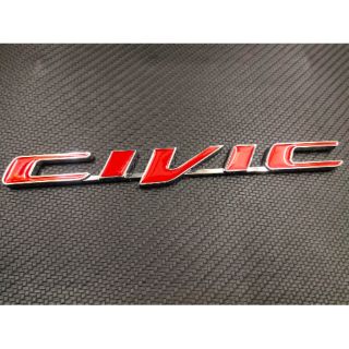 โลโก้ โลหะ CIVIC  สีดำ สีแดง