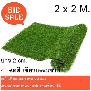 หญ้าเทียม 2x2M หญ้ายาว 2 cm. โทนสี 4 เฉด สีเขียวธรรมชาติ