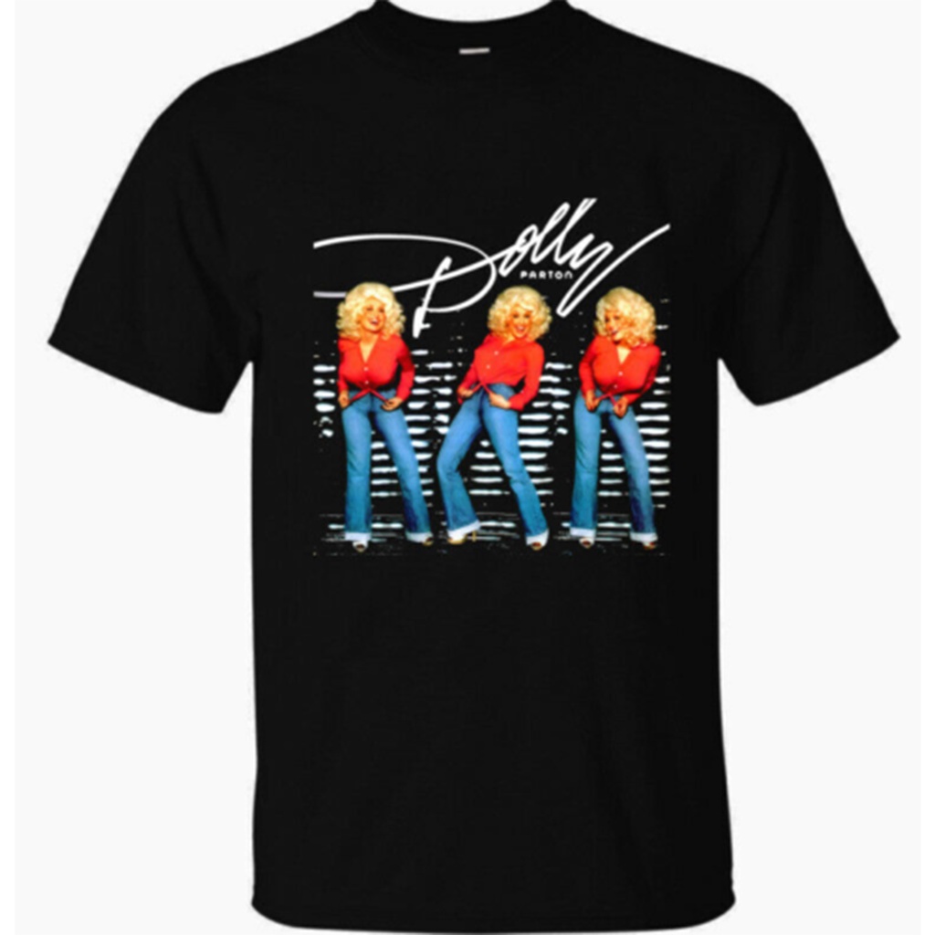 Vintage Dolly Parton ตลกผ้าฝ้ายสีดําสําหรับผู้ชายเสื้อยืด Unisex