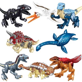 ของเล่นบล็อกตัวต่อไดโนเสาร์ Jurassic World Pyroraptor Plesiosaur Quetzalcoatlus Ankylosaurus Indoraptor เสริมการเรียนรู้เด็ก