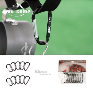 Outdoor camping D-shaped buckle อลูมิเนียม carabiner แขวนอุปกรณ์ตั้งแคมป์ แพ็ค 10ชิ้น