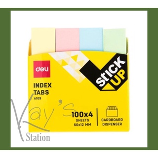 กระดาษโน๊ต โพสต์อิทโน๊ต มีกาวในตัว สีพาสเทล เดลี่ 7.6 x 1.9 ซม. Deli Index Tabs A110