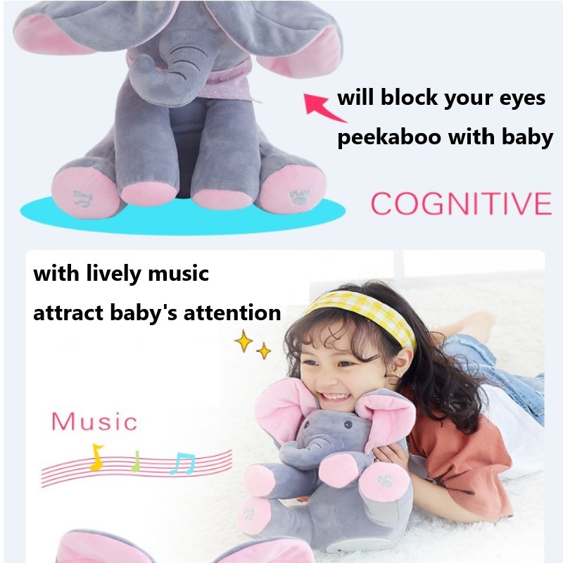 talking elephant plush toy with music