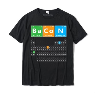 ผ้าฝ้ายแท้เสื้อยืดคอกลม แขนสั้น ผ้าฝ้าย พิมพ์ลาย Bacon Periodic สําหรับผู้ชายS-5XL