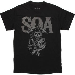 betterprettyGILDAN เสื้อยืดลายกราฟฟิก Sons Of Anarchy Cracked Soa สีดํา WQLt