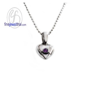 Finejewelthai-จี้อะเมทิสต์-จี้เงินแท้-จี้พลอย-พลอยแท้-พลอยประจำเดือนเกิด-Amethyst-Pendant-Silver-P1011amt