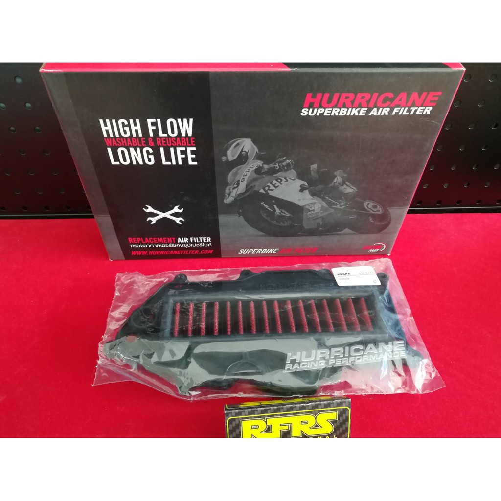 กรองอากาศแต่ง HURRICANE สำหรับ VESPA GTS 300 GTS 150 4v Air Filter กรองอากาศผ้าแต่ง