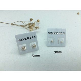 ต่างหูเงินแท้ 92.5 แป้นเสียบ(ตระก้อ) ขนาด 3mm/5mm