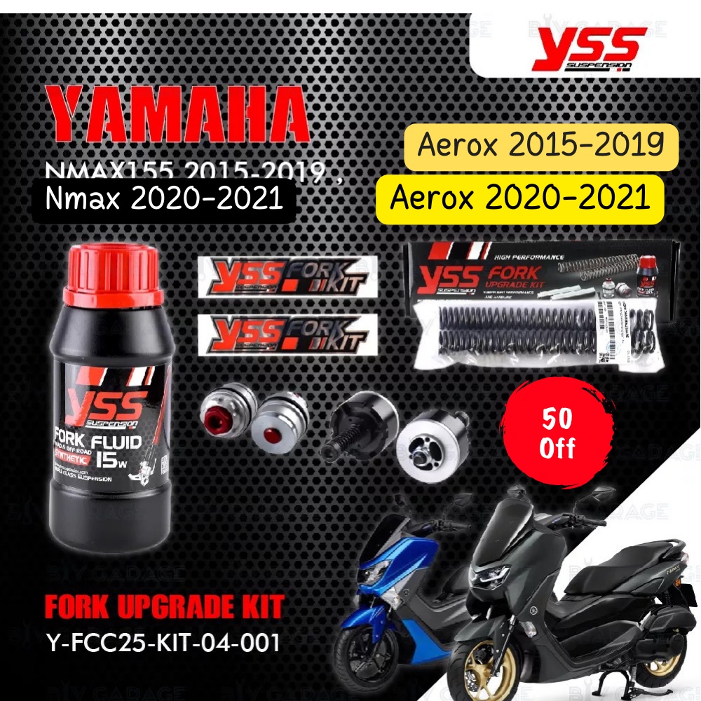 YSS ชุดโช๊คหน้า FORK UPGRADE KIT อัพเกรด Yamaha NMAX155 2015-2019 / NMAX155 2020 【 Y-FCC25-KIT-04-001】ของแท้