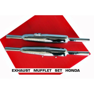 HONDA CB125 K3 CB125K3 EXHAUST MUFFLER PAIR SET "TRIUMPH STYLE" // ท่อไอเสีย ท่อคู่ สินค้าคุณภาพดี