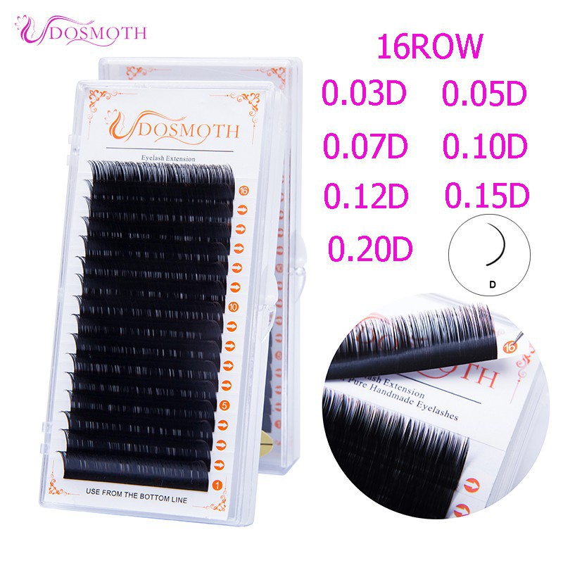 DOSMOTH ขนตา ขนตาปลอม 16row 5boxes 0.07 B/C/CC/D  lash individual eyelash lashes soft eyelash extension False eyelash