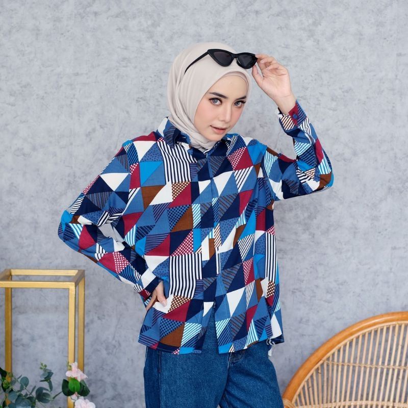 Kemeja Premium RAYON SHIRT] LONG CHOCOCHIP ABSTRACT by Augie.id