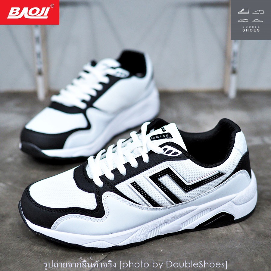 รองเท้าวิ่ง รองเท้าผ้าใบหญิง BAOJI รุ่น BJW452 สีขาว-ดำ ไซส์ 37-41