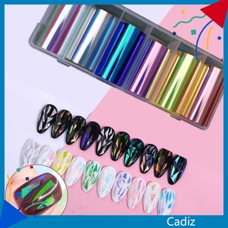 Cadiz* กระดาษแก้วฟอยล์ออโรร่า สีโปร่งใส สไตล์เกาหลี DIY สําหรับตกแต่งเล็บ 6 ชิ้น ต่อชุด