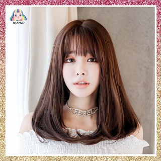 MORA วิกผม วิกผมสั้น วิกผมยาว วิกผมหน้าม้า ผมปลอม Wig วิกผมเกาหลี สี Chocolate 53 CM