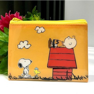 ซองซิป ซองใส่เหรียญ ซองใส่บัตร ลาย SNOOPY ส้ม สนูปปี้ ส้ม ขนาด 8.5 x 11.5 CM ผลิตจากวัสดุอย่างดี (กระเป๋าเหรียญ )